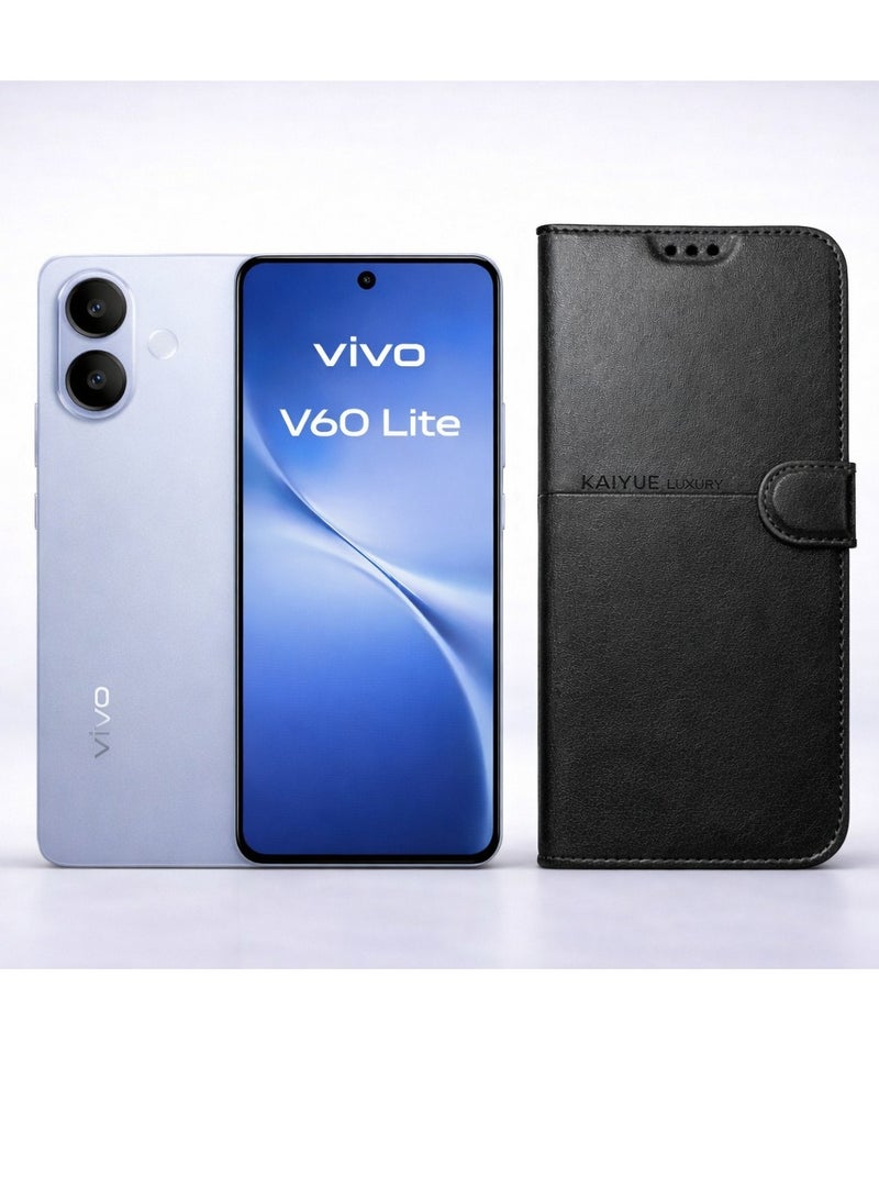 كايا جراب جلد أنيق وش وظهر لموبايل Vivo V60 Lite – حماية متكاملة من الصدمات والخدوش اليومية – لون أسود فاخر - Image 1
